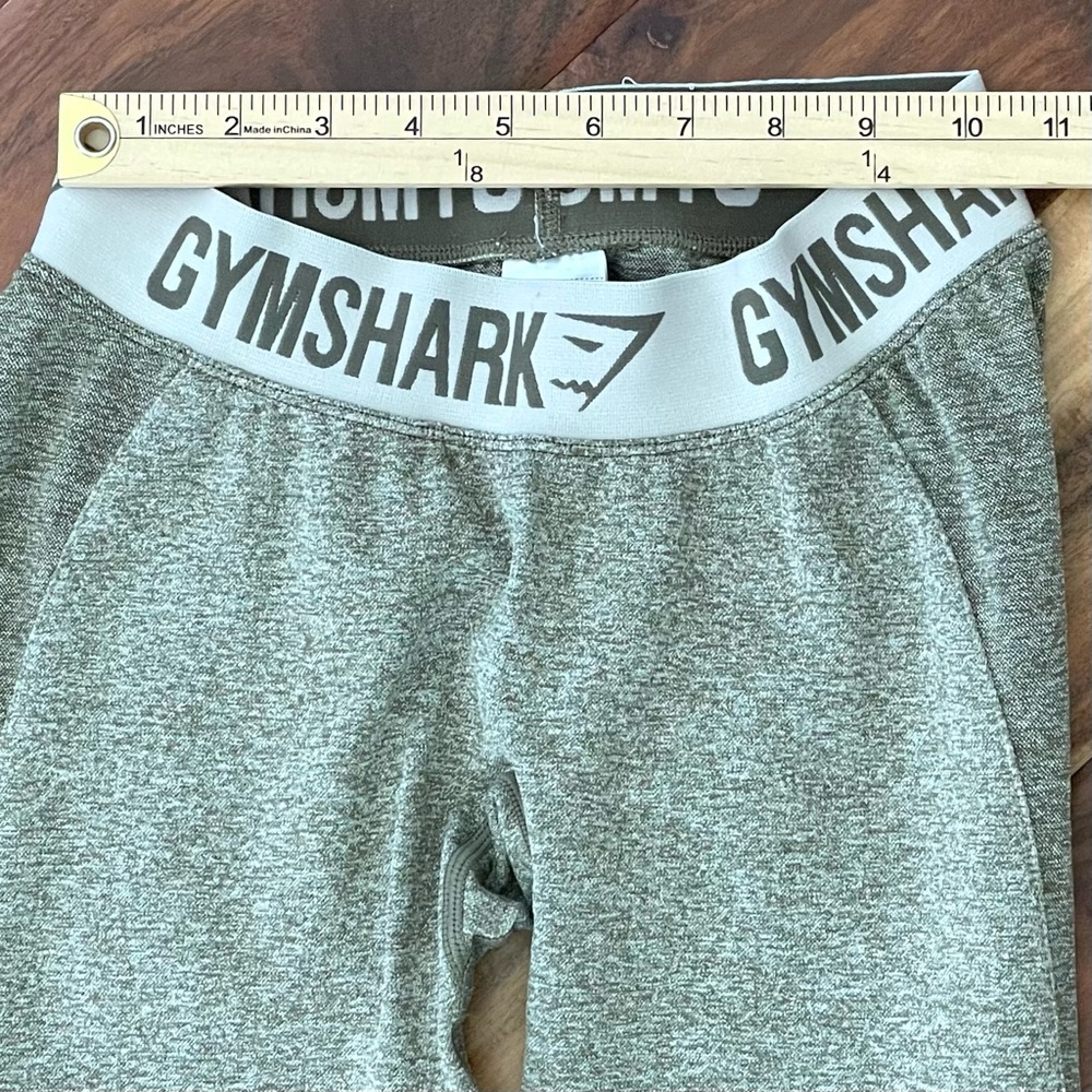 GYMSHARK Size Small Flex Low Rise Logo Waist Leggings Marled Olive Green - Picture 3 of 9